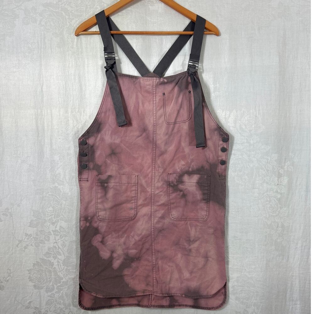 Steady Sellar Overall Dress Pink Gray Tie Dye Knee Length Patch Pocket Indibrand